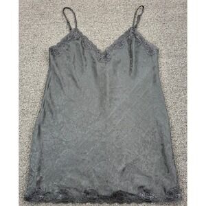Vintage Victoria's Secret Black Satin Lace Chemise Nightgown Womens L